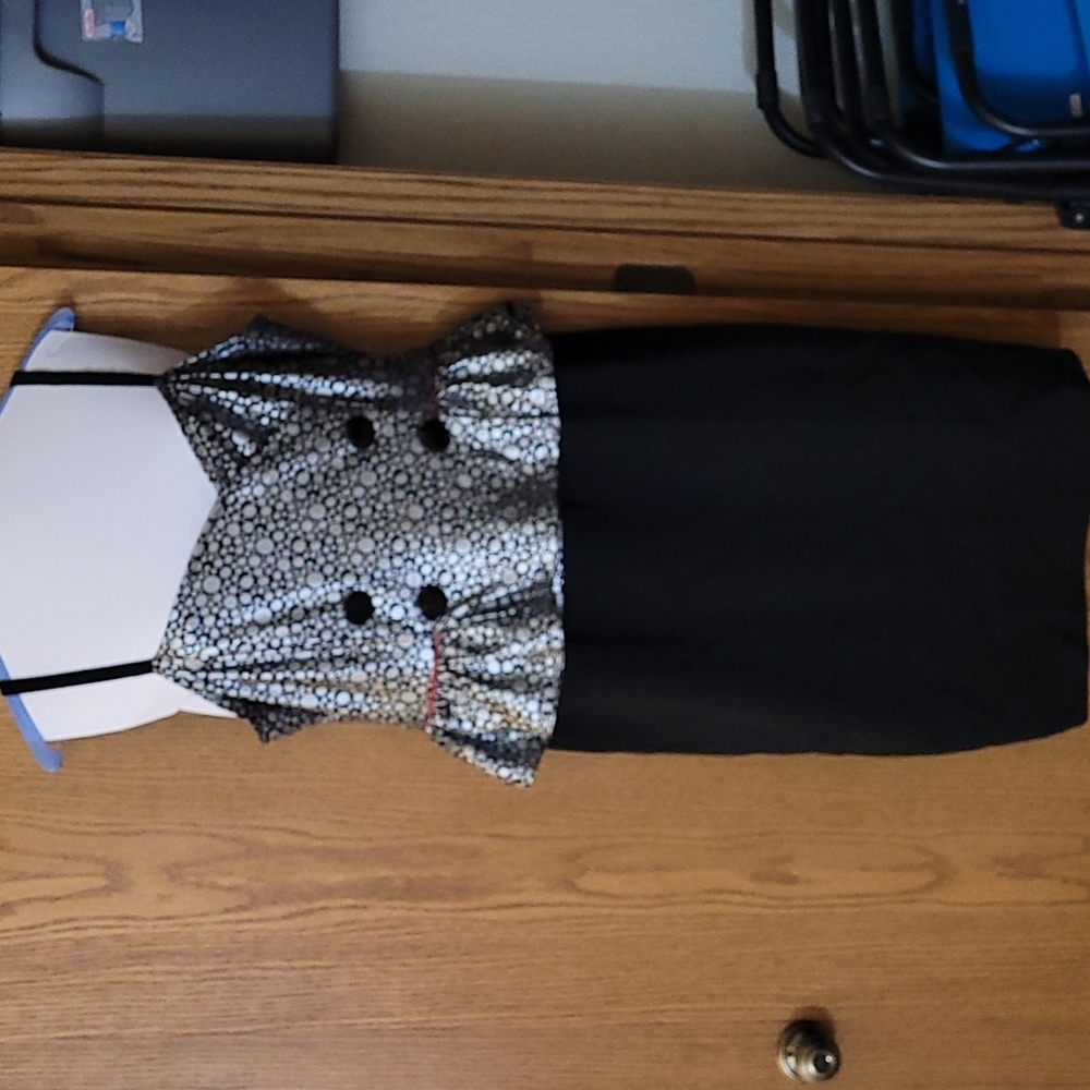 XXL Tatyana Silver and Black Peplum Pencil Dress